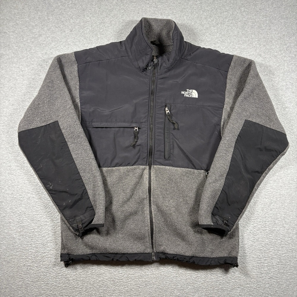 The North Face Denali 1 Jacket Mens M Black Gray Fleece Full Zip Polartec Hiking
